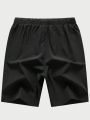 Men Drawstring Waist Zip Pocket Side Shorts