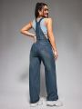 Denim Dungarees Washed Jumpsuit