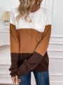 Color Block Raglan Sleeve Pocket Patched Sweater