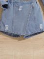 Tween Girls Casual Sweet & Cool Light Blue Wash Distressed Denim Jacket & Skirt/Pants Set, Spring