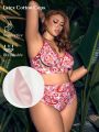 SHEIN Leisure Plus Size Paisley Printed Bikini Swimsuit Set