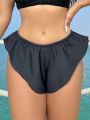 SHEIN Swim Basics Women's Solid Color Ruffle Trim Swimwear Bottom
