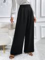 SHEIN Privé High Waist Plicated Detail Wide Leg Pants