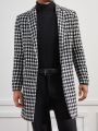 Manfinity Men Houndstooth Lapel Collar Single Breasted Tweed Overcoat