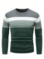 Men's Striped Colorblock Round Neck Sweater