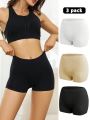 3pcs Solid Color High Waist Safety Shorts