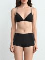 SHEIN Leisure Stretchy & Smooth No Show Middle Waist Boyshort - Black