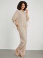 SHEIN Leisure Women Solid Color Ribbed Leisure Outfit Set