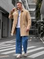 Manfinity Homme Men's Plus Size Single Breasted Drawstring Waist Windbreaker Coat