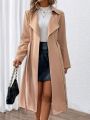 SHEIN Privé Lapel Neck Belted Trench Coat