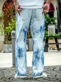 Men Tie Dye Wide Leg Jeans