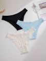 3pack Polka Dot Contrast Lace Brief