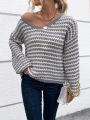 SHEIN LUNE Striped Pattern Drop Shoulder Sweater