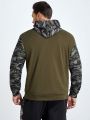 SHEIN Extended Sizes Men Plus Camo Print Zip Up Hoodie