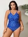 SHEIN Swim Vcay Plus Size Women'S Floral Print One-Piece Swimsuit With Spaghetti Straps