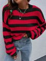 SHEIN Essnce Striped Pattern Drop Shoulder Sweater