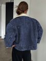 DAZY Flip Pocket Fleece Lined Denim Jacket