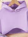 Teen Girls' Letter & Webbing Hooded Sweatshirt And Vest Set