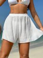 SHEIN Swim Basics 1pc Women'S Elastic Waist Cover Up Shorts