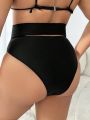 SHEIN Swim Basics Plus Size Hollow Out Detail Wrap Cross Bikini Bottom