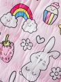 Baby Girl Rainbow & Unicorn Print 3D Ear Design Hooded Jumpsuit