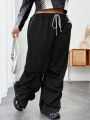 SHEIN CURVE+ Plus Size Women's Elastic Waist Wide Leg Pants For Casual Wear