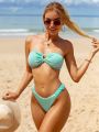 SHEIN X Lily May Mac Women's Mint Green Bikini Set With Separated Top And Bottom