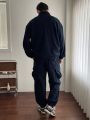 DAZY Men's Zipper Half-Open Top And Cargo Pants 2pcs/Set