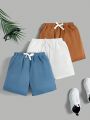 SHEIN Kids EVRYDAY 3pcs/set Boys' Casual Loose Fit Basic Shorts