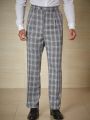 SHEIN Men Plus Plaid Print Slant Pocket Suit Pants