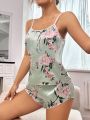 Floral Print Satin PJ Set