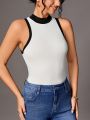 SHEIN Tall Women'S Two-Tone Stand Collar Vest