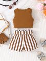 Infant Summer Striped Vest T-Shirt And Shorts Set