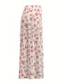 EDUVISMO ART Women'S Full Print High Slit Skirt