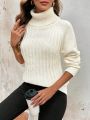 SHEIN Frenchy Burgundy Turtleneck Raglan Sleeve Sweater Pullover