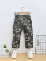 Young Girl Camo Print Flap Pocket Side Cargo Jeans