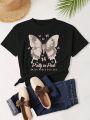 Butterfly Pattern Short Sleeve Casual T-shirt