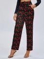 Anke Wonder Allover Cherry Print Straight Leg Pants