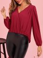 SHEIN Clasi Valentine's Day Women Patchwork Lace Long Sleeve Shirt