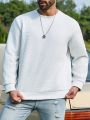 Men's Plus Size Solid Color Round Neck Pullover Sweatshirt