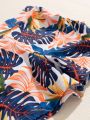 SHEIN Swim Vcay Tropical Print Side Drawstring Short Pant Swimsuit Bottom