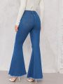 SHEIN Privé Split Thigh Flare Leg Jeans