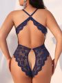 SHEIN Plus Size Women's Sexy Lace Bodysuit Lingerie