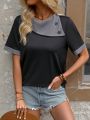 Women's Contrast Color Short Sleeve T-shirt