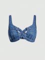 SHEIN ICON Cut Out Crop Denim Top