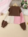 Leisure Color Block Contrast Color Sweater For Teenage Girls
