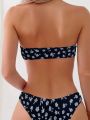 SHEIN Swim Vcay Ditsy Floral Print Bandeau Bikini Swimsuit