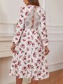 SHEIN Frenchy Women's Sexy Backless Floral Printed Patchwork Fashion Dress