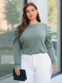 SHEIN Privé Plus Solid Gigot Sleeve Tee