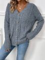 Cable Knit Drop Shoulder Cardigan